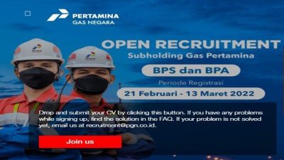 Lowongan PGN Subholding Gas Pertamina 2022