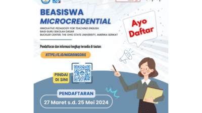 Kemendikbudristek Buka Pendaftaran Beasiswa Non Gelar bidang Bahasa Inggris untuk Guru SD