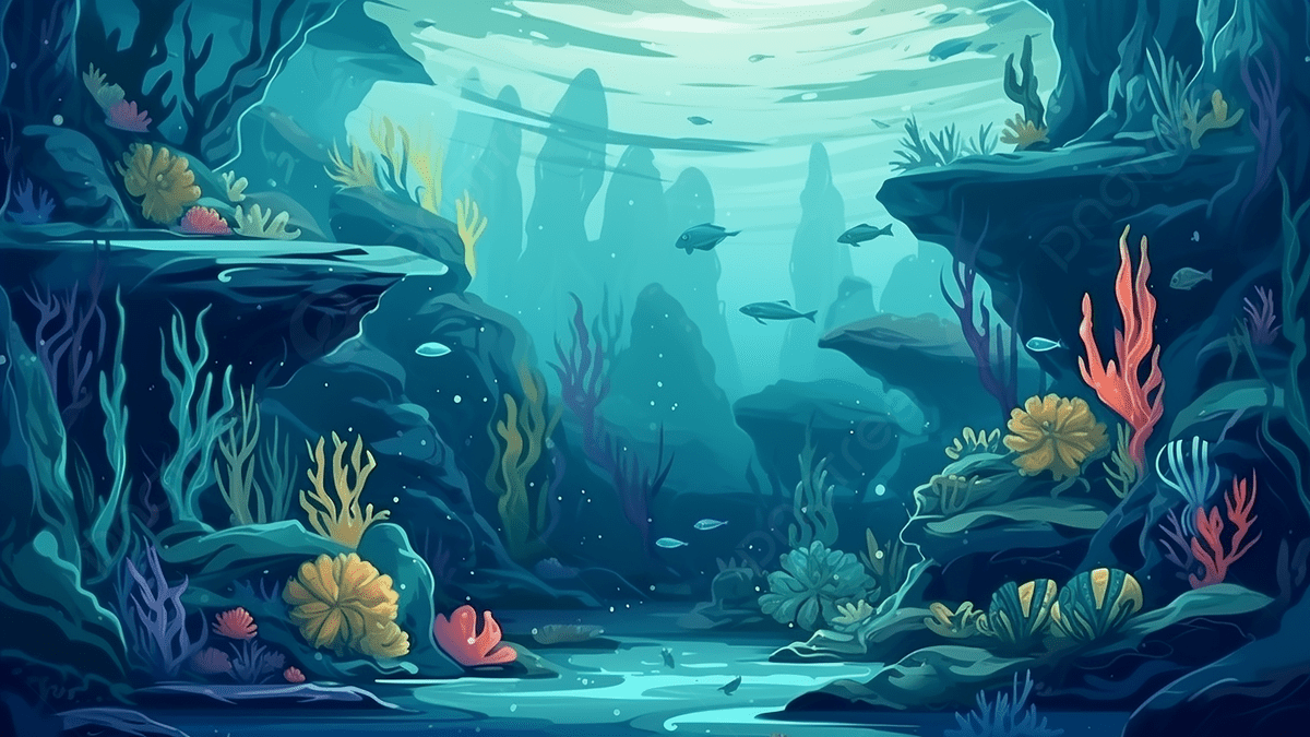 pngtree underwater world blue cartoon background picture image 2443822