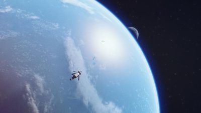 ilustrasi roket artemis meninggalkan bumi menuju bulan 169